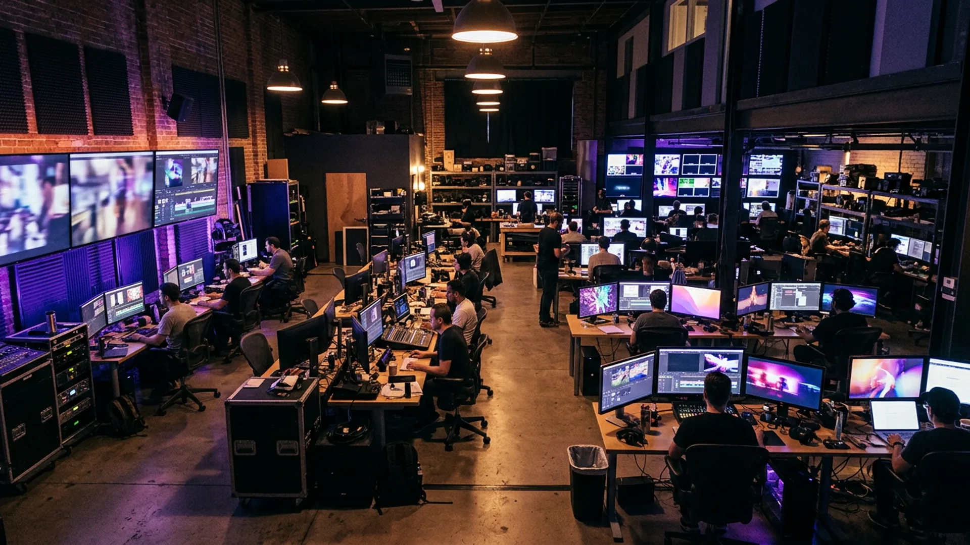 Studio at night, AI campaign in production
